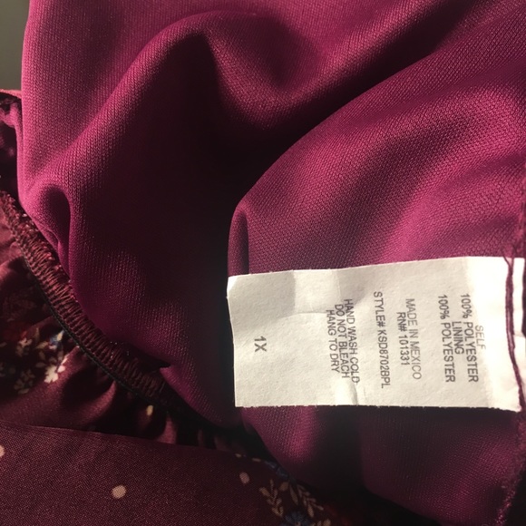 Floral Maroon A-Line Belted Dress Charlotte Russe - Picture 7 of 8